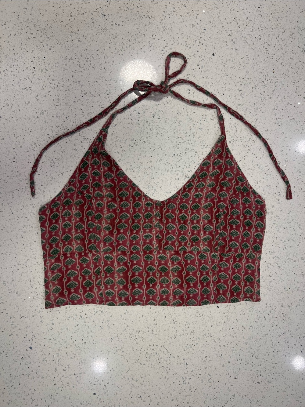 Free People Rae Rosewood Halter Crop Top